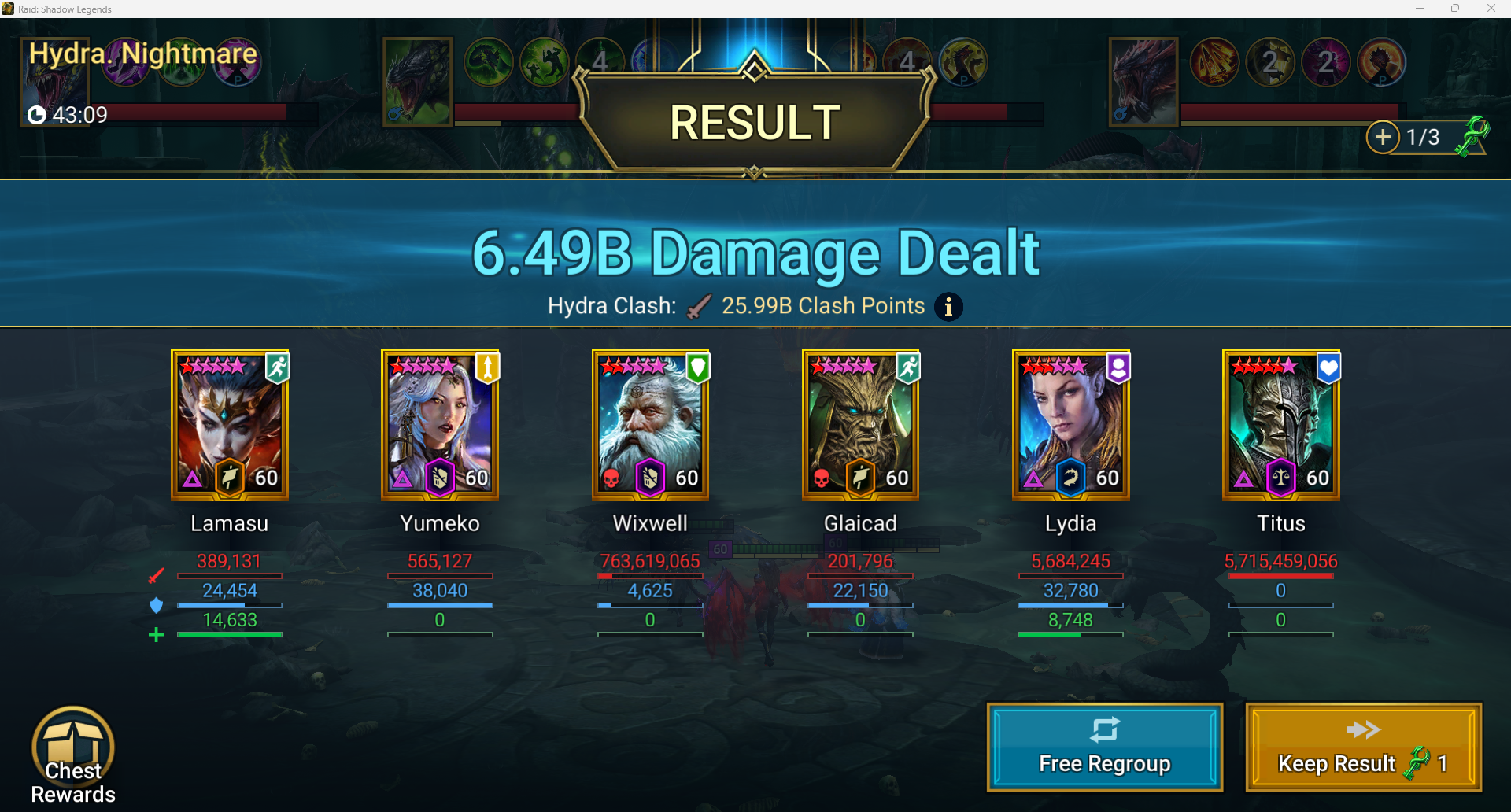 Account service result